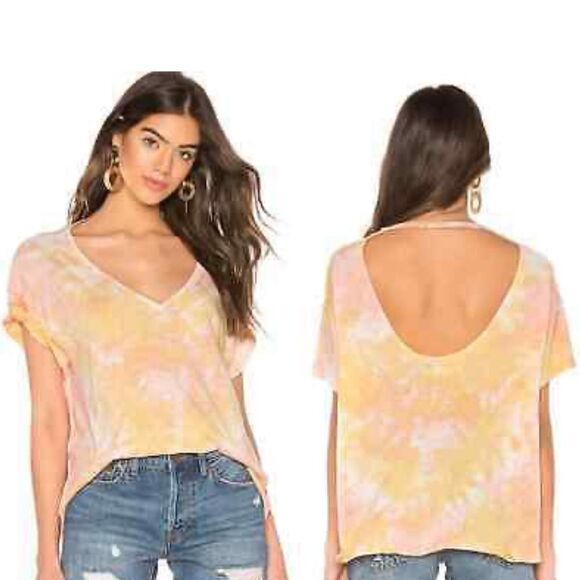 Free People tye dye slouchy top short sleeve fits sm-large NWT - Picture 1 of 11